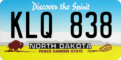 ND license plate KLQ838