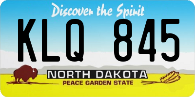 ND license plate KLQ845