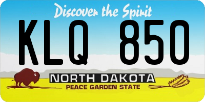 ND license plate KLQ850