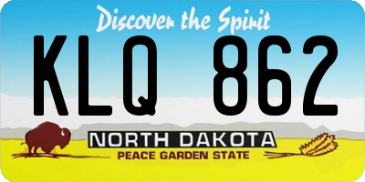 ND license plate KLQ862