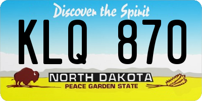 ND license plate KLQ870