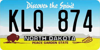 ND license plate KLQ874