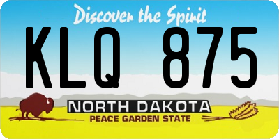 ND license plate KLQ875