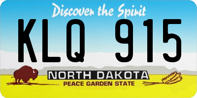 ND license plate KLQ915