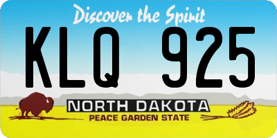 ND license plate KLQ925