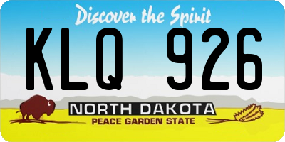 ND license plate KLQ926