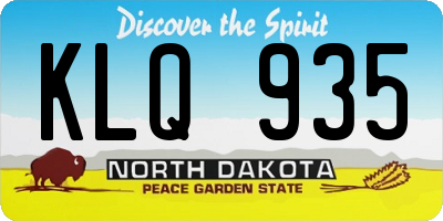 ND license plate KLQ935