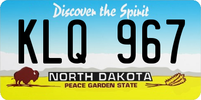 ND license plate KLQ967