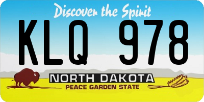 ND license plate KLQ978
