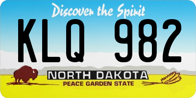 ND license plate KLQ982