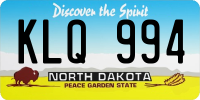 ND license plate KLQ994