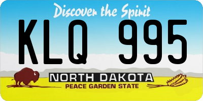 ND license plate KLQ995