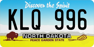 ND license plate KLQ996
