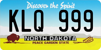 ND license plate KLQ999