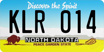 ND license plate KLR014