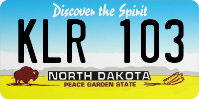 ND license plate KLR103