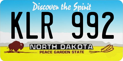 ND license plate KLR992