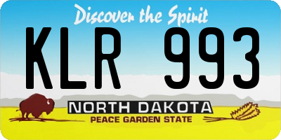 ND license plate KLR993