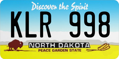 ND license plate KLR998