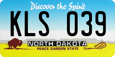 ND license plate KLS039