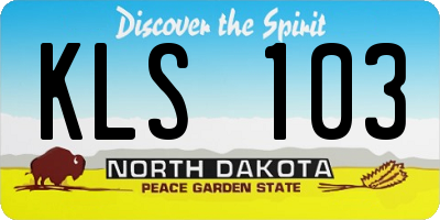 ND license plate KLS103