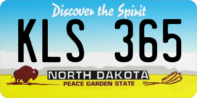 ND license plate KLS365