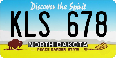 ND license plate KLS678