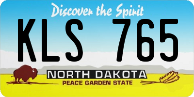 ND license plate KLS765