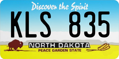 ND license plate KLS835