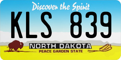 ND license plate KLS839