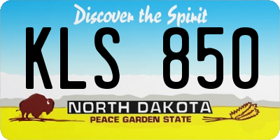 ND license plate KLS850
