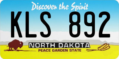 ND license plate KLS892