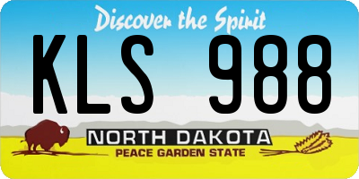 ND license plate KLS988