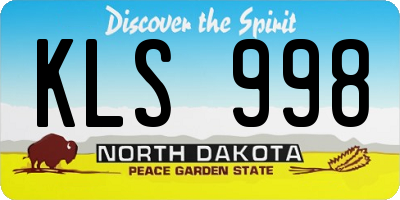 ND license plate KLS998