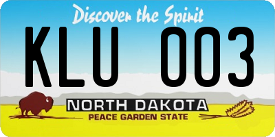 ND license plate KLU003