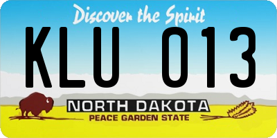 ND license plate KLU013