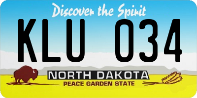 ND license plate KLU034