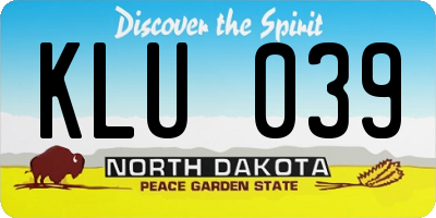 ND license plate KLU039