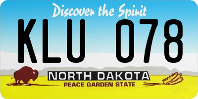 ND license plate KLU078