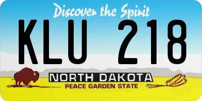 ND license plate KLU218