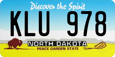 ND license plate KLU978