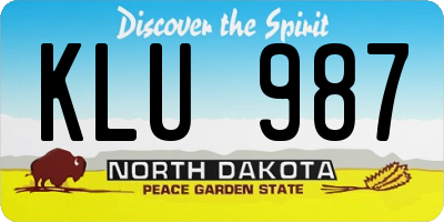 ND license plate KLU987
