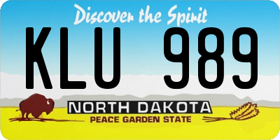 ND license plate KLU989