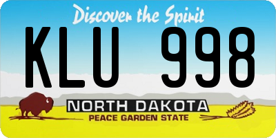 ND license plate KLU998