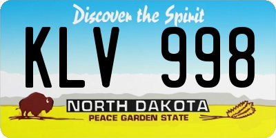 ND license plate KLV998