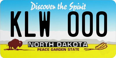 ND license plate KLW000