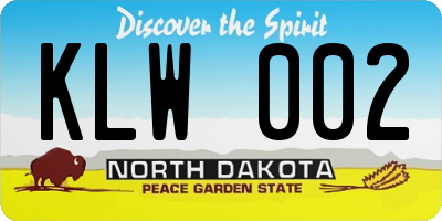 ND license plate KLW002