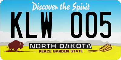 ND license plate KLW005
