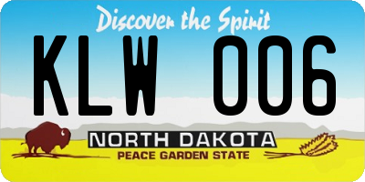ND license plate KLW006