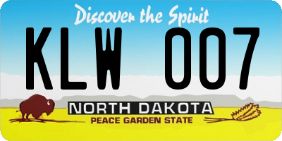 ND license plate KLW007